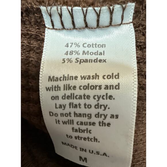 Set Active Women's Brown Waffle Knit Pull On Pocket Wide Leg Trousers Pants Sz M - Picture 5 of 5